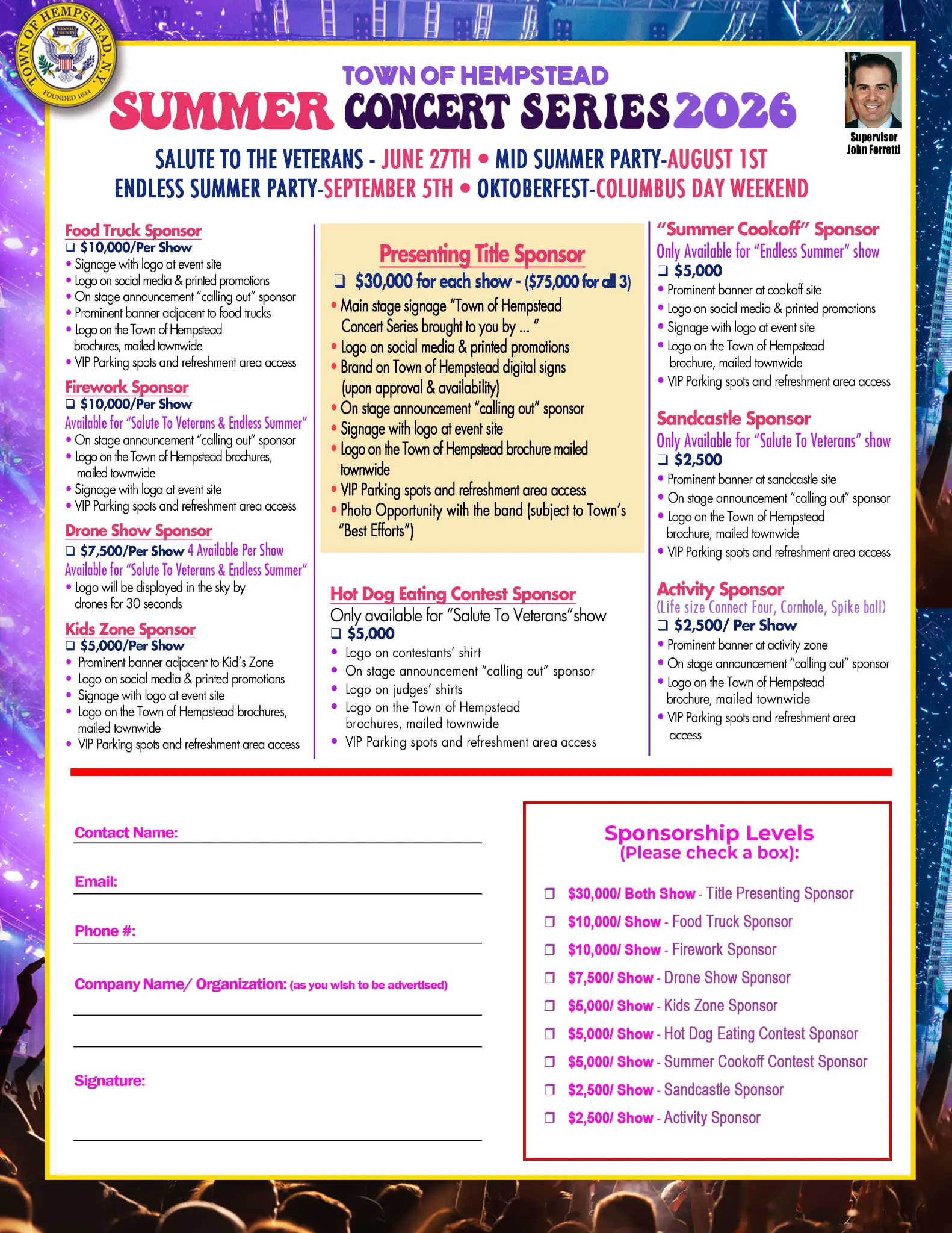 Town of Hempstead Car Shows 2026 Sponsorship Opportunities