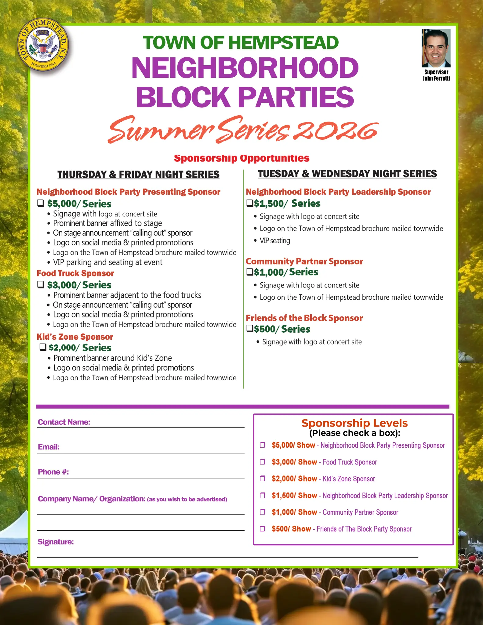 Town of Hempstead Car Shows 2026 Sponsorship Opportunities